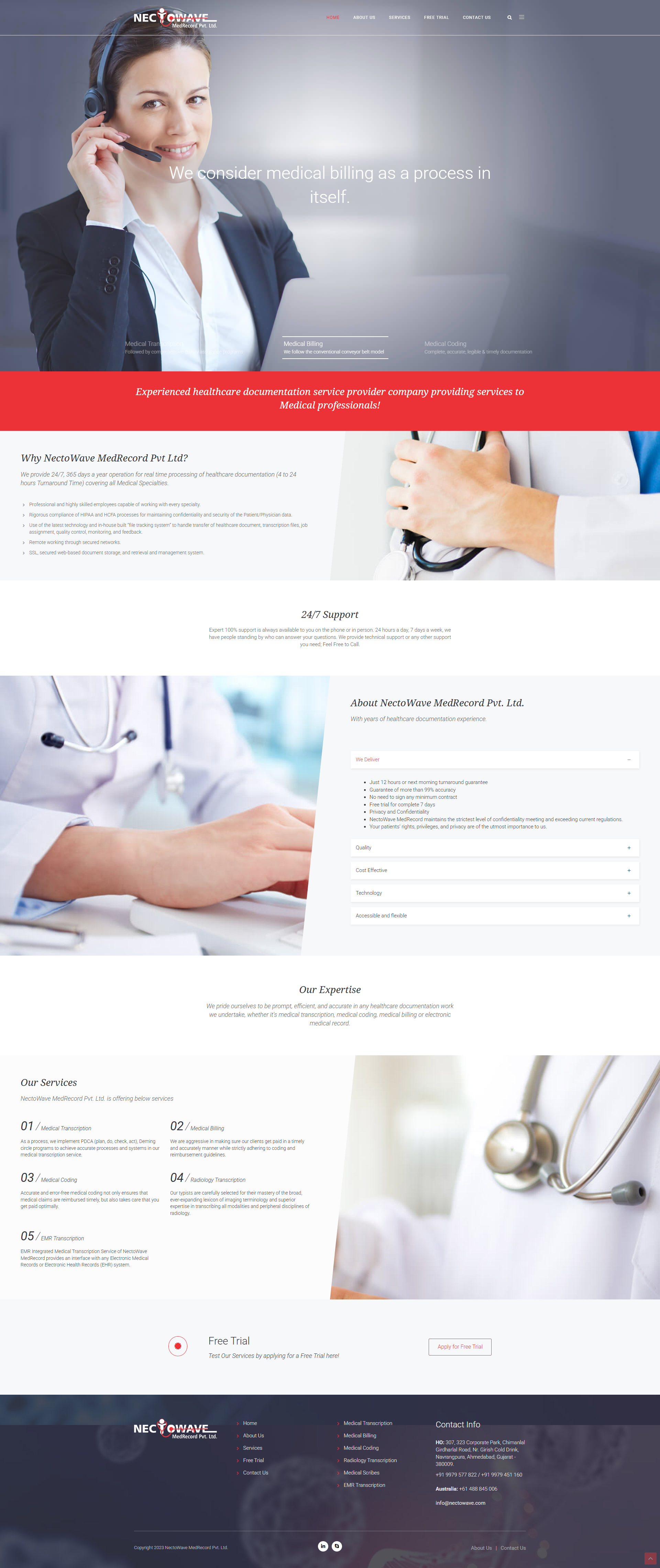 NectoWave MedRecord Pvt. Ltd. website screenshot