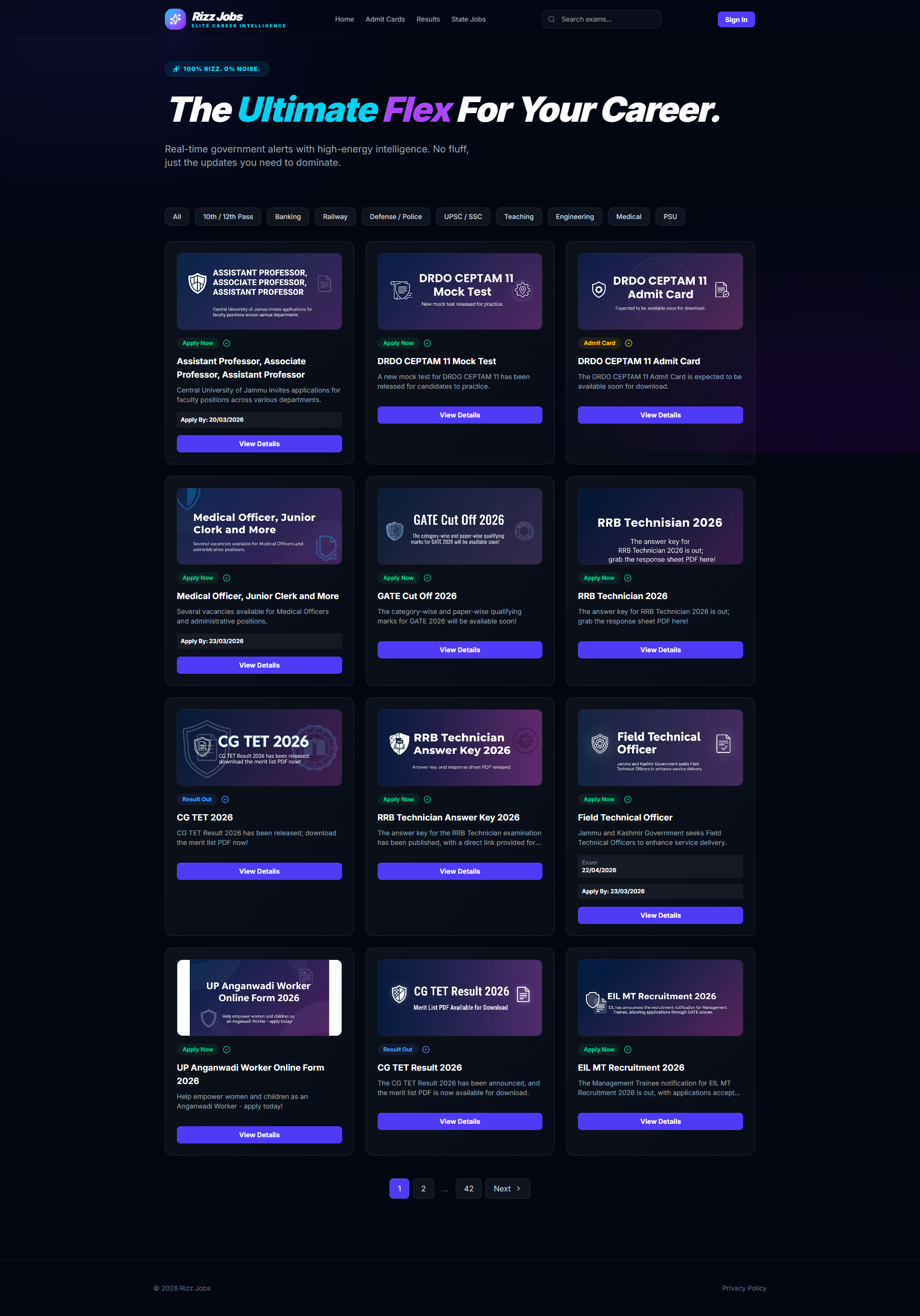 Rizz Jobs website screenshot